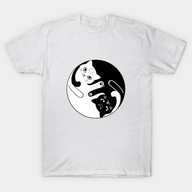 Cute Cats Yin Yang Cat Lover Gift. T-Shirt by Ahlam Artist